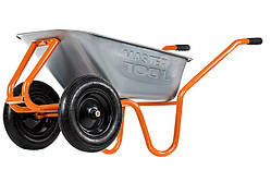 Тачка садово-будівельна MASTERTOOL D-22 двоколісна 85 л/230 кг колесо пневматичне з камерою PN 3.5х8 Ø