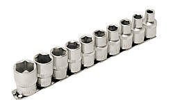 Набір головок торцевих 6-гранних MASTERTOOL 1⁄2" 8-19 мм L 40 мм CrV 10 шт 78-1210