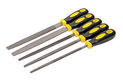 Напилки по металу 5 шт, 200 мм, плоский/круглий/напівкруглий/тригранний/квадратний MASTERTOOL 06-0250