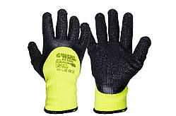 Перчатки акрилові MASTERTOOL з з зморщеним латексним покриттям 3/4 11" підвіс неоново-черні