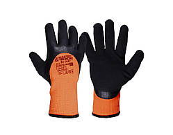 Перчатки акрилові утеплені MASTERTOOL з вспененим латексним покриттям 3/4 11" підвіс оранжево-черні