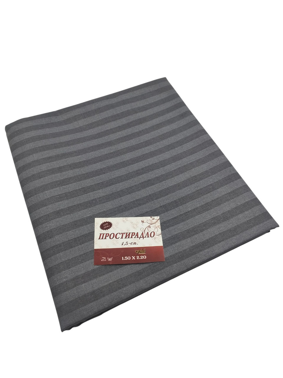 Простирадло "В смужку" | 150х220 см Бязь Сірий, фото 1