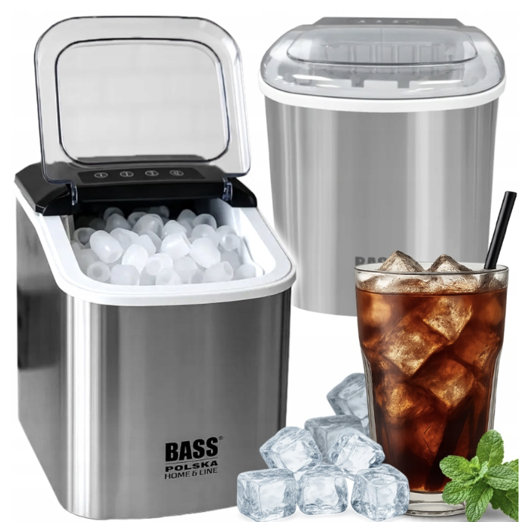 Льодогенератор електричний Bass Polska BH10002 сірий 1.3 л, продуктивність 12 кг/добу, для дому та офісу, фото 1