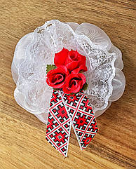 Бант для волосся Ø10 см резинка мікрофібра Ø3 см 10 шт./уп ТРОЯНДА