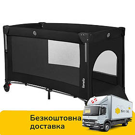 Манеж ліжечко приставне Lionelo Ellen Black Carbon (3в1, 2 рівні висоти встановлення матраца) Чорний