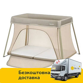 Манеж ліжечко Lionelo Alice Beige Olive (3в1, регульована висота матраца, сумка) Бежевий-оливковий