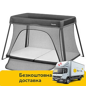 Манеж ліжечко Lionelo Alice Grey (3в1, регульована висота матраца, сумка) Сірий
