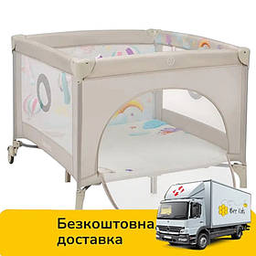 Манеж ігровий дитячий Lionelo Mille Plus Grey Beige (складаний, матрац, сумка для зберігання) Сіро-бежевий