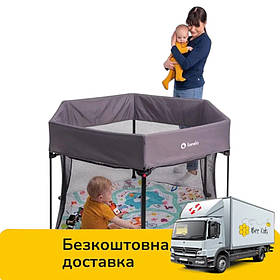 Манеж ігровий дитячий Lionelo Roel Plus Grey Multicolor (складаний, матрац, сумка для зберігання) Сірий