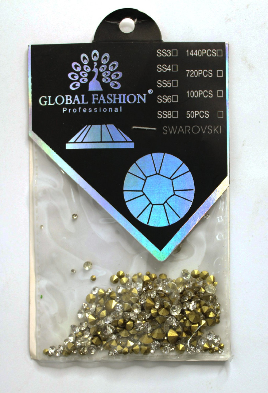 Мікс: камені, стрази, бісер для декору нігтів, Bronze-Clear, 720 шт, фото 1