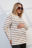 Лонгслів для вагітних та годування Nikita NR-35.041, молочний зі смужкою кольору капучино, фото 3
