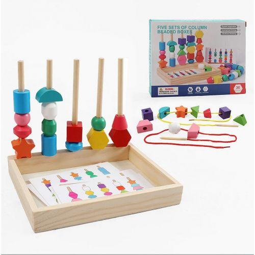 Логічна гра (дерев’яна, кілочки, шнурівка, геометричні фігури, картки з завданнями, в коробці), фото 1