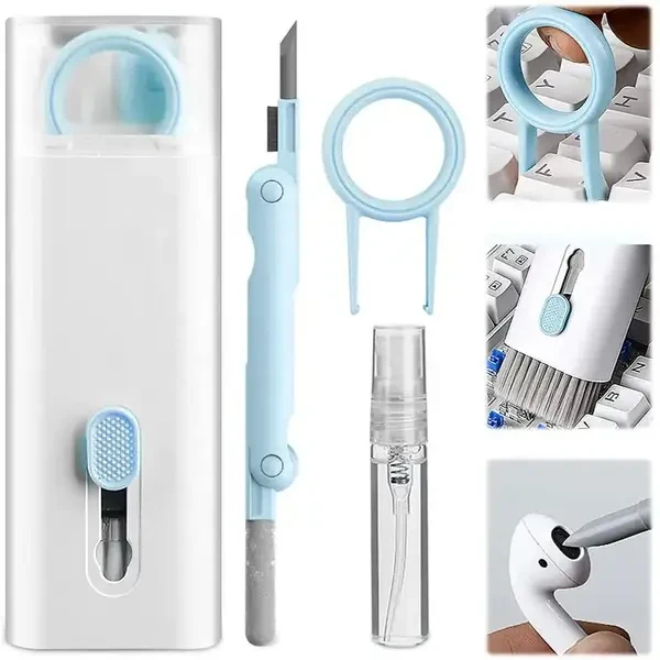 Багатофункціональний набір для чищення гаджетів, електроніки 7в1. Органайзер для відчищення клавіатури. навушників