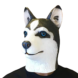 Латексна маска у формі собаки хаскі, лайка