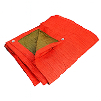 Тент від дощу 4х8м 80г/м2. Ламінований з кільцями. Оранжево/зелений. Двосторонній.