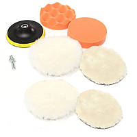 Набір насадок на дриль для професійного полірування авто 10 см 6 шліфувальних і полірувальних дисків з хвостовиком 8 мм