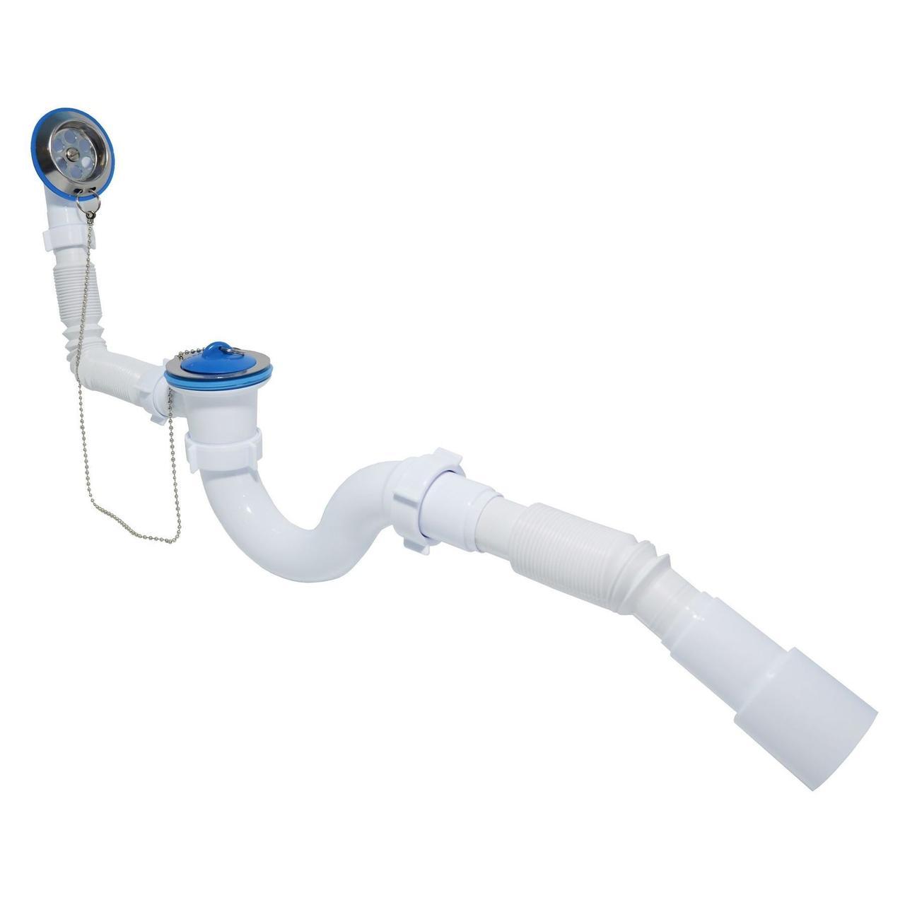 Сифон для ванни з переливом з гнучкою трубою 1 1/2" Waterstal А-40089, фото 1