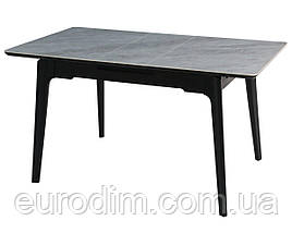Стіл BERLIN CERAMIC 111(140)*75 сірий глянець/чорний каркас, фото 2