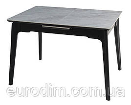 Стіл BERLIN CERAMIC 111(140)*75 сірий глянець/чорний каркас, фото 5
