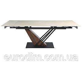 Стіл FERNANDO CERAMIC 160(220)*90 травертин мат/темний горіх, фото 3