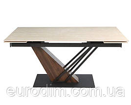 Стіл FERNANDO CERAMIC 160(220)*90 травертин мат/темний горіх, фото 4