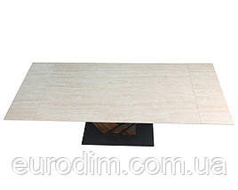 Стіл FERNANDO CERAMIC 160(220)*90 травертин мат/темний горіх, фото 5