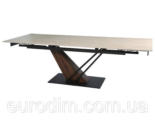 Стіл FERNANDO CERAMIC 180(240)*90 травертин мат/темний горіх, фото 1