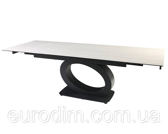Стіл OVIDIO CERAMIC 160(240)*90 білий дуб/чорний каркас, фото 1