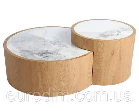 Журнальний столик RICHMOND білий еф.мармуру/дуб (к-кт), фото 1