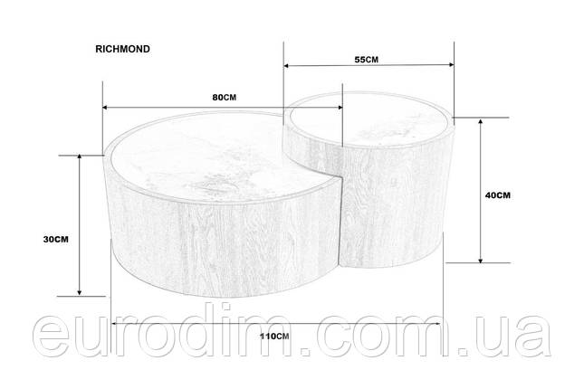 Журнальний столик RICHMOND білий еф.мармуру/дуб (к-кт), фото 3
