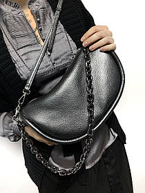 Сумка жіноча "Орео" натуральна шкіра, темно-сірий металик (нікель) флотарь