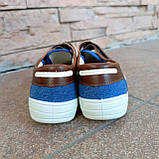 Мокасини Waldi текстиль+шкіра, джинс та коричнева липучка, фото 5