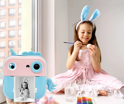 Фотоапарат-принтер з термопапером для дітей Цифрова камера з моментальним друком ч/б фото відео звук ігри