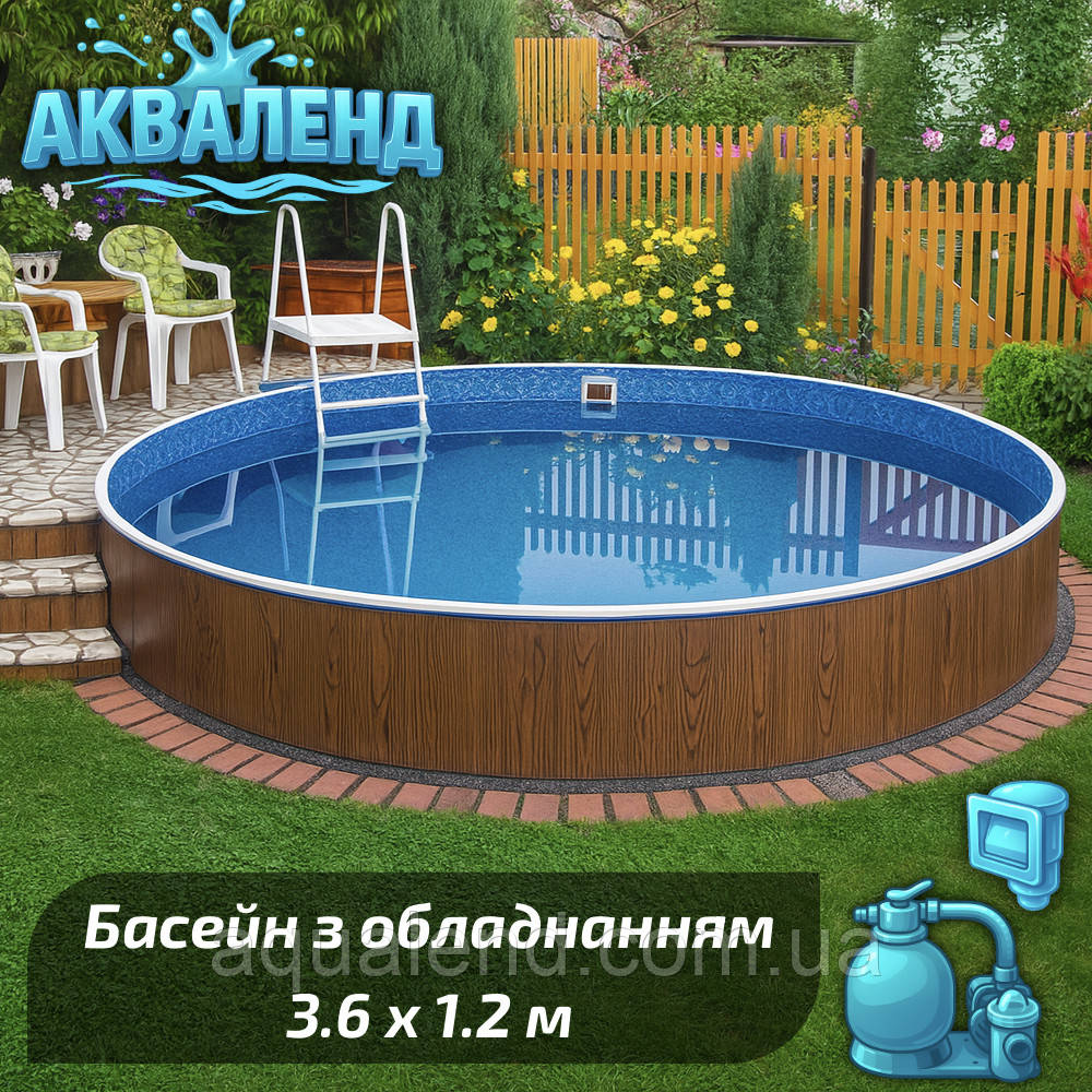 Комплект каркасного басейну Mountfield Azuro 400DL 3.6*1.2 м з пісочним фільтром