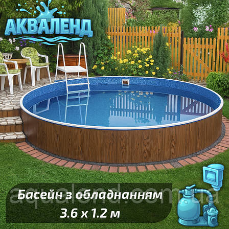 Комплект каркасного басейну Mountfield Azuro 400DL 3.6*1.2 м з пісочним фільтром, фото 1