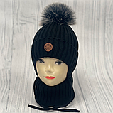 М 89065 Комплект для хлопчика: шапка з завязками і помпоном    і баф, 2-6 років, різні кольори, фото 8