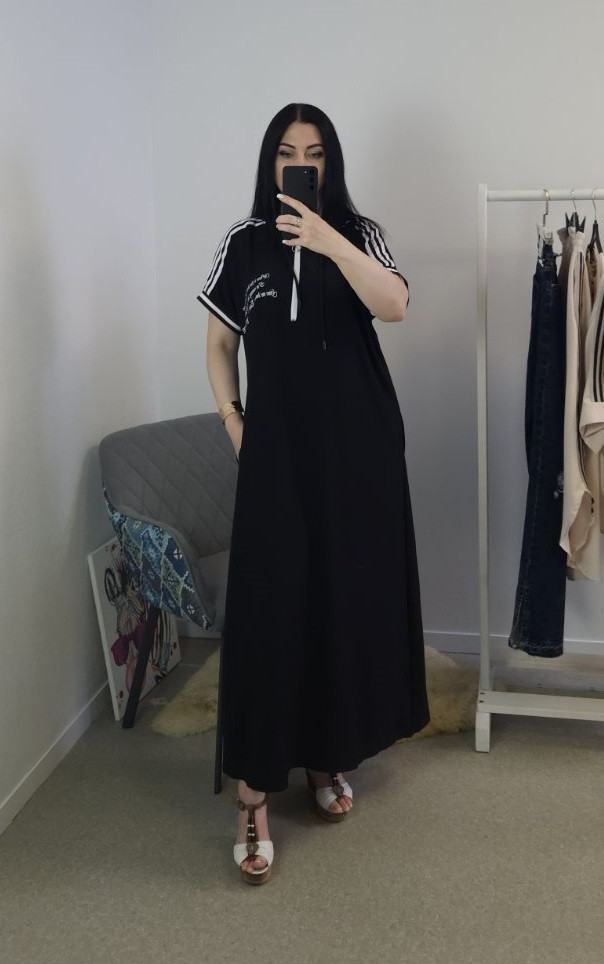 Літня жіноча сукня довга чорна. XL, XXL, фото 1