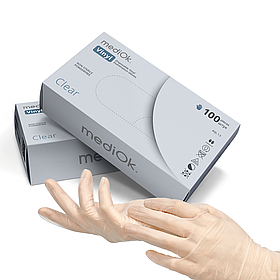 Рукавички вінілові MediOk прозорі без пудри 100шт S