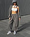 Стильний жіночий осінній базовий прогулянковий костюм широкі штани спортивна кофта худи на блискавці, фото 7