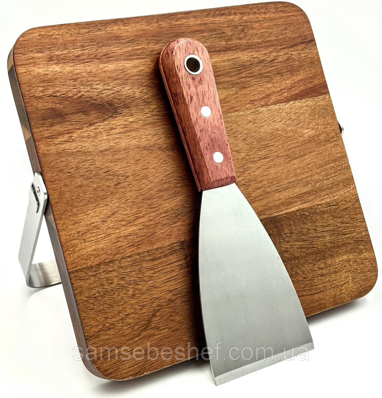 Шпатель скребок для шаурми з дерев'яною ручкою 7.5 см, фото 1