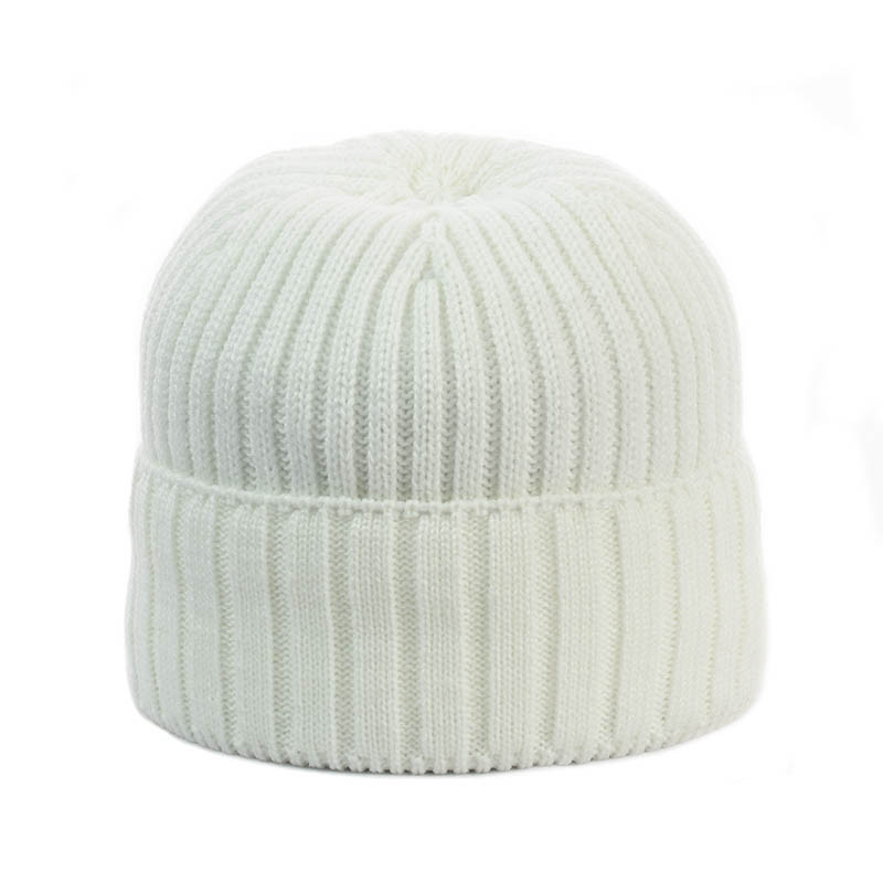 Зимова шапка з відворотом 2*1 білий