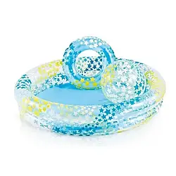Дитячий надувний басейн Intex 59460 «Зірки» 122 х 25 см, з надувним кругом та м'ячем
