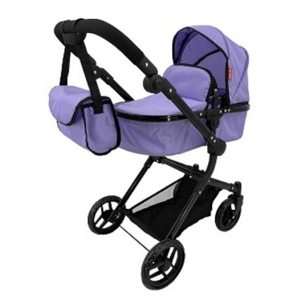 Коляска для ляльок 2 в 1 Carrello Alfa із сумкою 9707 PURPLE Фіолетово-чорна, фото 1
