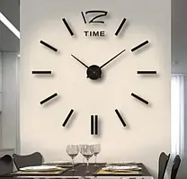🖤Стильний кварцовий настінний 3D годинник великий D-056 45см Чорний