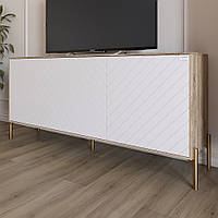 Тумба під телевізор із золотими металевими ніжками LION Амарант 168x40x76,5 см Дуб сонома трюфель/Білий (LION-043068)