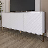 Тумба під телевізор із золотими металевими ніжками LION Амарант 168x40x76,5 см Кашемір/Білий (LION-043069)