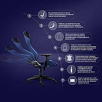 Крісло Trust GXT714B Ruya ECO, ПУ шкіра, 3D-Armrests, синій, фото 7