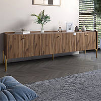 Тумба під телевізор на 3 шухляди LION Wood з золотими ніжками 160х65х40 см Дуб Ліворно (LION-042993)