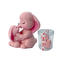 Шоколадна фігурка "Зайчик з немовлям рожевий №2"