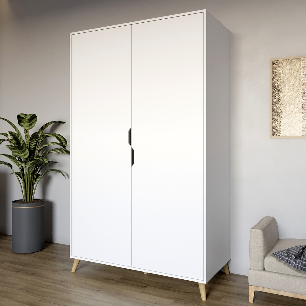 Шафа дводверна з ніжками кольору світлий горіх М-ЗОН Борн 1200 Німфея Альба (білий) (MZN-031059), фото 1